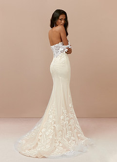Azazie Evergarden Wedding Dresses Diamond White Champagne A-Line Sequins Tulle Dress image4