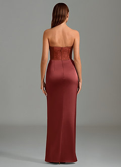 Azazie Emilia Robes de demoiselle d'honneur Robe Sirène en Satin extensible Bustier Terracotta image2