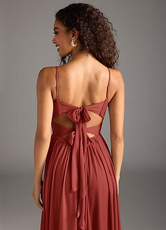 Azazie Zeya Bridesmaid Dresses Terracotta A-Line Pleated Mesh Dress image8