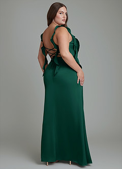 Azazie Jessamine Robes de demoiselle d'honneur Robe Fourreau en Satin extensible Corset émeraude image9