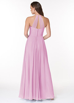 Azazie Ginger Bridesmaid Dresses Candy Pink A-Line Halter Pleated Chiffon Dress image2