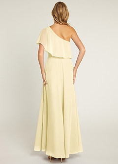 Azazie Lizzy Vestidos de damas de honor Vestido de Sorbete De Limón de Gasa de Corte en A con Hombro unilateral image2