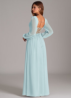 Azazie Maree Bridesmaid Dresses Sea Glass A-Line Corset Chiffon Dress image2