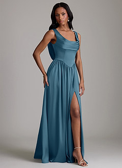 Azazie Novi Bridesmaid Dresses Bermuda A-Line with Pockets Stretch Satin Dress image5