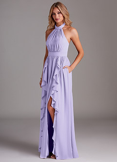 Azazie Avary Bridesmaid Dresses Lilac A-Line Pleated Chiffon Dress image2