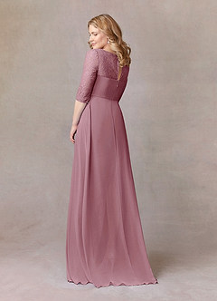 Azazie Leonine Final Sale Vintage Mauve A-Line Scoop lace Chiffon Dress image4