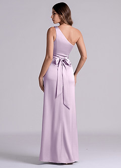 Azazie Philana Bridesmaid Dresses Frosted Lilac A-Line One Shoulder Stretch Satin Dress image5
