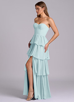Azazie Faye Bridesmaid Dresses Sea Glass A-Line Sweetheart Neckline Chiffon Dress image3