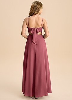 Azazie Shale Junior Merlot A-Line Bow Chiffon Dress image1
