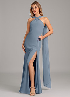 Azazie Kinsley Bridesmaid Dresses Twilight Mermaid Pleated Chiffon Dress image1