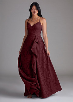 Azazie Naeem Vestidos de damas de honor Vestido de Cabernet de Devorado Floral de Corte en A image4