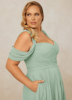 Christian Siriano Bridal for Azazie 1013 Bridesmaid Dresses Agave A-Line Off the Shoulder Chiffon Dress image11