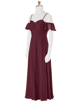 Azazie Juna Junior Cabernet A-Line Off the Shoulder Chiffon Dress image8