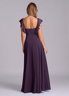 Azazie Leilani Bridesmaid Dresses Plum A-Line Pleated Chiffon Dress image2