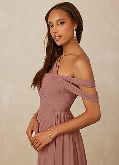 Christian Siriano Bridal for Azazie 1014 Bridesmaid Dresses Cedar Rose A-Line Off the Shoulder Chiffon Dress image2
