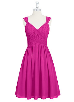 Azazie Angie Brautjungfernkleider A-Linie Korsett Chiffon Kleid Fuchsia image7