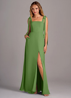 Azazie Debra Bridesmaid Dresses Basil A-Line with Pockets Chiffon Convertible Dress image1