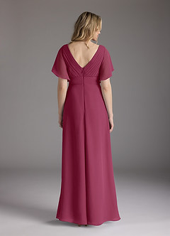 Azazie Alessa Mother of the Bride Dresses Mulberry A-Line V-Neck Pleated Chiffon Dress image6