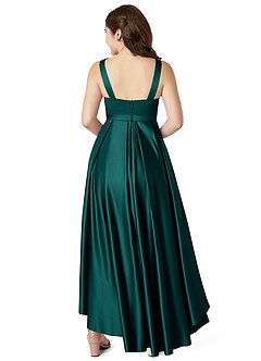 Azazie Inaya Junior A-Linie Gürtel/Schärpe Stretch-Satin Kleid Pfau image2