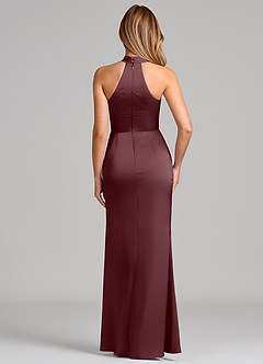 Azazie Karlotta Robes de demoiselle d'honneur Robe Fourreau en Satin extensible Plissé Sangria image2