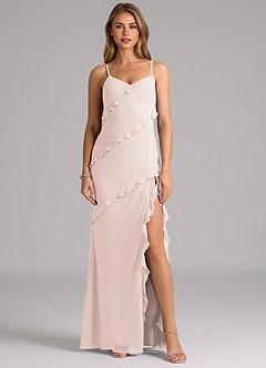 Azazie Nancie Bridesmaid Dresses Rose Petal Mermaid Ruched Chiffon Dress image1