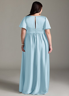 Azazie Verna vestidos de dama de honor de maternidad Vestido de Corte En A Volante Hasta el suelo Satén Elástico image11