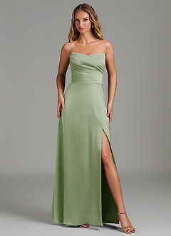 Azazie Niveah Robes de demoiselle d'honneur Robe Trapèze Convertible en Satin extensible Sans bretelles Vert Sauge image2