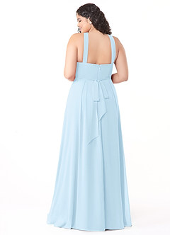 Azazie Dixie Bridesmaid Dresses Sky Blue A-Line Halter Pleated Chiffon Dress image10