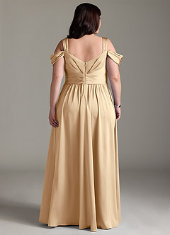 Azazie Lianne Jurken voor bruidsmeisjes Jurk van Stretch Satijn met A-Lijn Off the Shoulder Champagne image10