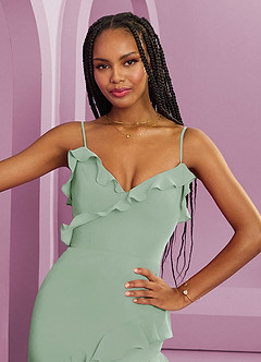 Barbie ♥ Azazie Bridesmaid Dresses Agave Sheath Chiffon Dress image7