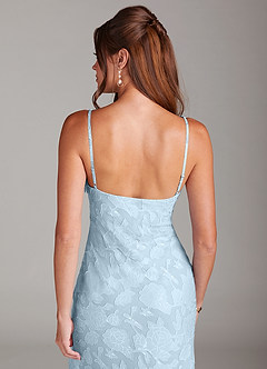 Azazie Tianna Bridesmaid Dresses Sky Blue Sheath Lace Floral Burnout Dress image7