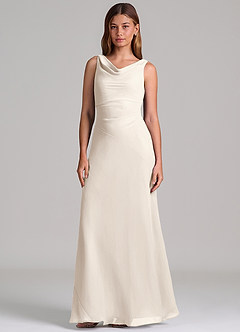 Azazie Nerine Bridesmaid Dresses White Alabaster A-Line Pleated Chiffon Dress image4