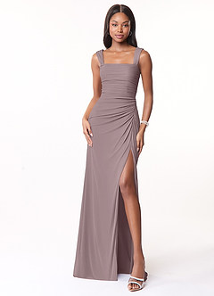 Azazie Jesaphine Bridesmaid Dresses Dusk Sheath Ruched Mesh Dress image5