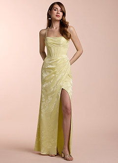 green emerald velvet dress Odyssa Halter Maxi Dress Yellow main image 0