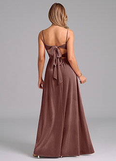 Azazie Zeya Bridesmaid Dresses Espresso A-Line Pleated Velvet Dress image7