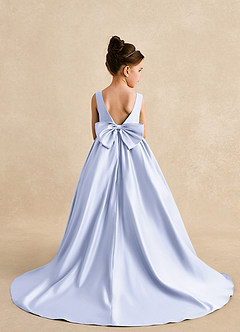 Azazie Mimia Flower Girl Dresses Lavender A-Line Bow Matte Satin Dress image2