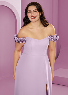 Barbie ♥ Azazie Bridesmaid Dresses Frosted Lilac A-Line Off the Shoulder Chiffon Convertible Dress image16