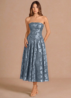 Petal Dusty Blue Midi Dress image3