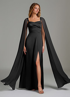 Azazie Niveah Kleider zum Anprobieren zu Hause Wandelbar A-Linie Schulterfrei Stretch-Satin Kleid Schwarz image5