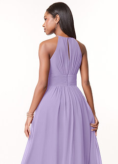 Azazie Bonnie Bridesmaid Dresses Lilac A-Line Keyhole Ruched Chiffon Dress image4
