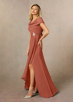 Azazie Mary Vestidos para mãe da noiva Vestido Argila de Chiffon de Linha A com Fenda Lateral image2