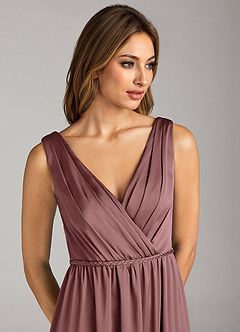 Azazie Tanicia Brautjungfernkleider A-Linie Plissee Stretch-Satin Kleid Vintage Mauve image6
