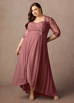 Azazie Anne vestidos de madre de la novia Vestido de Rosa Del Desierto de Encaje de Recto con Corazón Lentejuelas image15