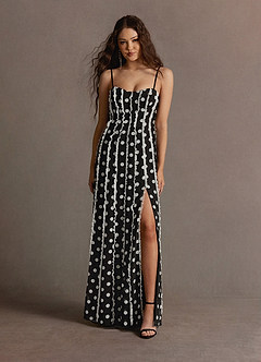 Savannah White And Black Polka Dot Ruffle Maxi Dress image1