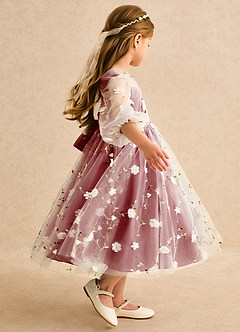Azazie Elowen Flower Girl Dresses Rust A-Line Sweetheart Neckline Lace Dress image6