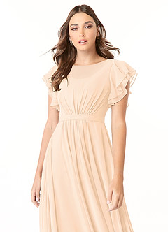 Azazie Daphne Modest Bridesmaid Dresses A-Line Ruffled Chiffon Floor-Length Dress image16
