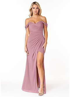 Azazie Tessa Final Sale Vintage Mauve Sheath Sweetheart Off-The-Shoulder Mesh Convertible Dress image1