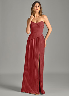 Azazie Becka Bridesmaid Dresses Rust A-Line Strapless Chiffon Dress image1