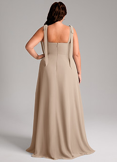 Azazie Debra Bridesmaid Dresses Taupe A-Line with Pockets Chiffon Convertible Dress image9