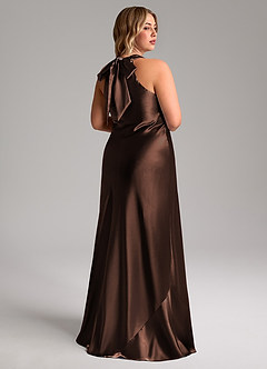 Azazie Doretta Jurken voor bruidsmeisjes Jurk van Metaalachtig Satijn met Zeemeermin Boog Ganache image9